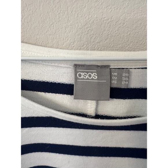 Asos womens size 24 navy blue and white stripped sailor style long sleeve shirt - Picture 2 of 5